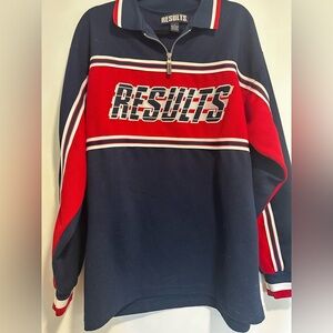 VTG 90’s Medium Hip Hop Jersey Results Embroidered Logo. 1/4 Zip. Long Sleeve.